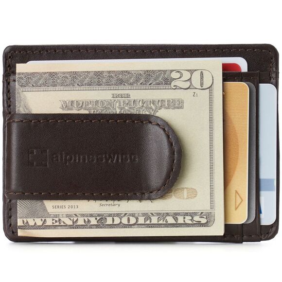 Alpine Swiss Mens RFID Safe Money Clip Minimalist Wallet ID Window Card Holder - Picture 7 of 7
